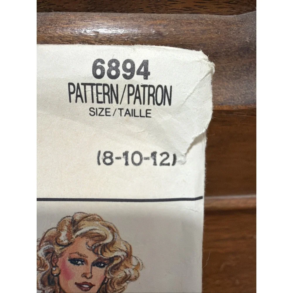 Vintage Butterick Sewing Pattern 6894 Sizes 8, 10, 12